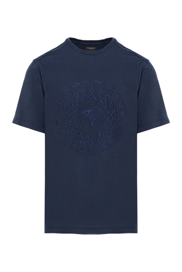 Stefano Ricci blue cotton and modal t-shirt with a raised pattern 191068 - photo 1