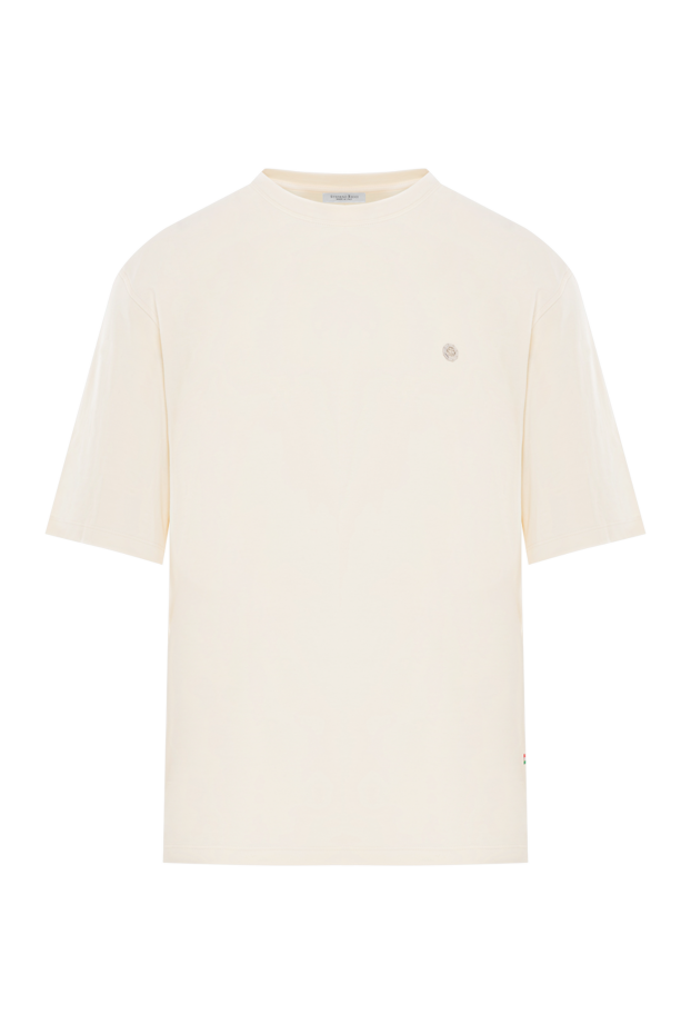 Stefano Ricci milk-colored cotton t-shirt with embroidered logo 191075 - photo 1