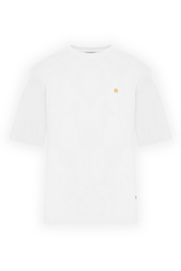 Stefano Ricci white cotton t-shirt with a gold emblem on the chest 191077 - photo 1