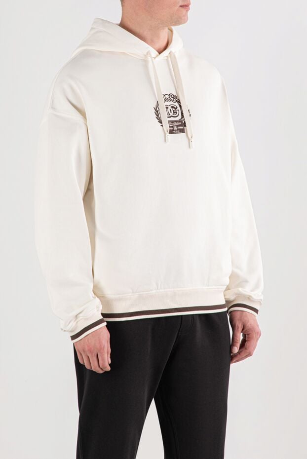 Dolce & Gabbana ivory cotton hoodie with logo and hem trim 191119 - photo 3