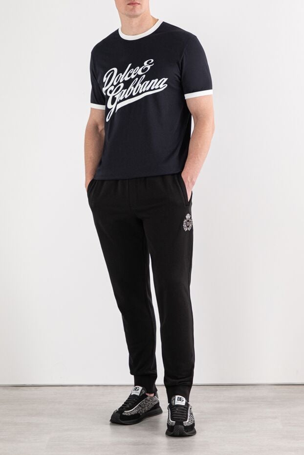 Dolce & Gabbana black cotton t-shirt with white piping and logo 191123 - photo 2