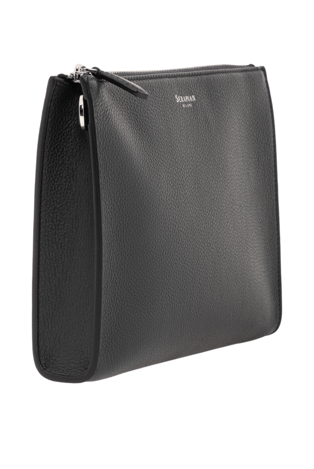 Serapian men's black leather cachemire clutch with wrist handle 191232 - photo 3