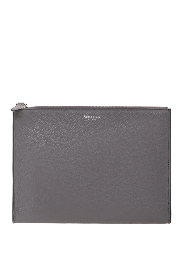 Serapian gray cashmere leather wristlet clutch 191233 - photo 1