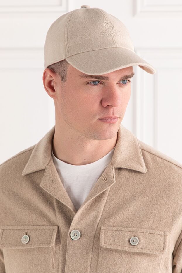 Loro Piana sand-colored cashmere baseball cap with embroidery 191260 - photo 2