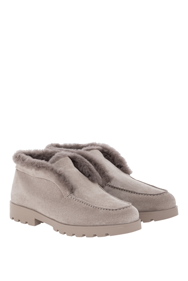 Santoni women's gray suede desert boots with fur 191263 - photo 2
