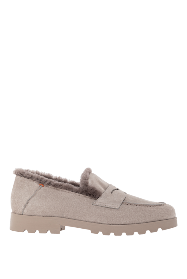 Santoni soft suede loafers with insulation and a textured sole 191266 - photo 1