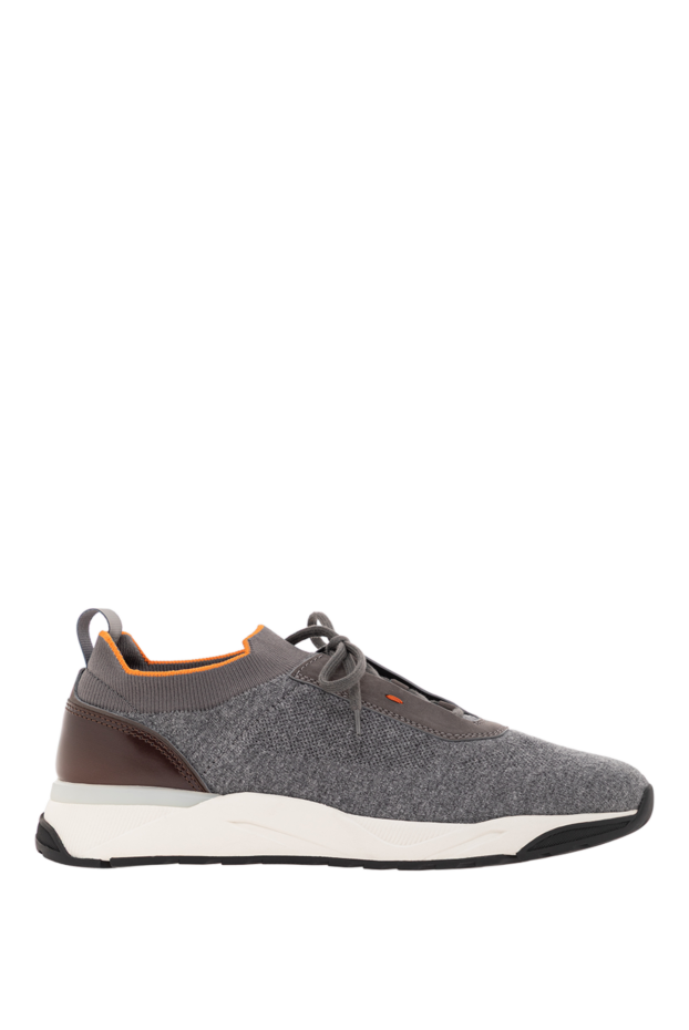 Santoni men's gray sneakers made of stretch wool knit and leather 191277 - photo 1
