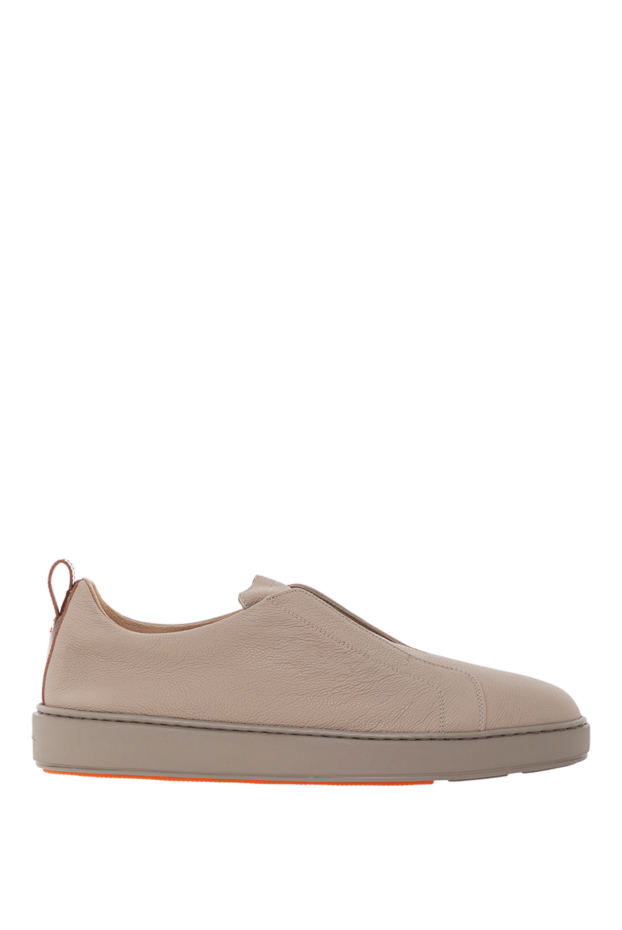 Santoni men's beige leather slip-on sneakers 191279 - photo 1