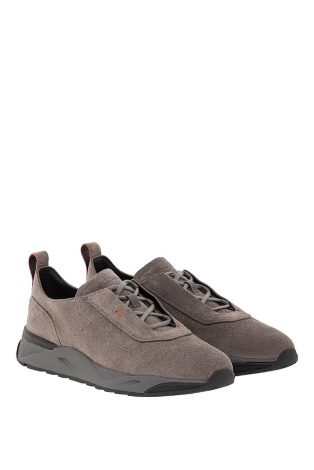 Santoni soft grey suede sneakers with an anatomical sole 191280 - photo 3