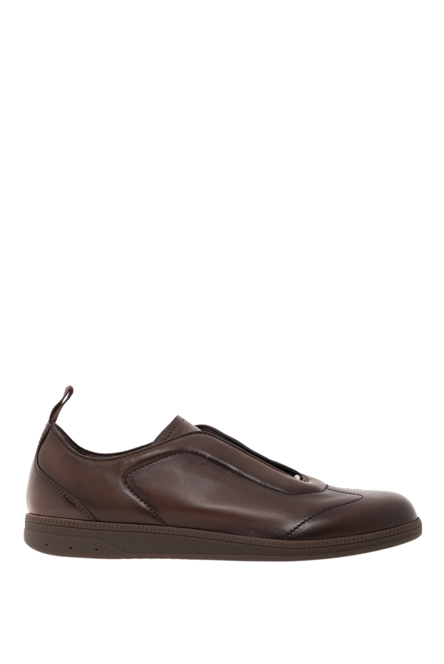 Santoni men's casual brown leather sneakers 191284 - photo 1