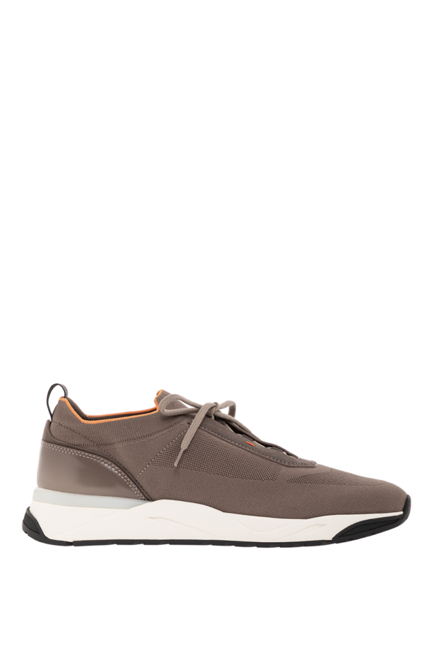 Santoni men's beige sneakers made of stretch knit and leather 191285 - photo 1