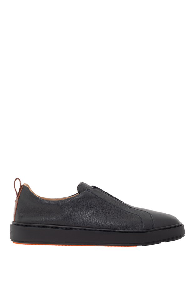 Santoni men's blue slip-on sneakers made of ultra-soft leather 191286 - photo 1