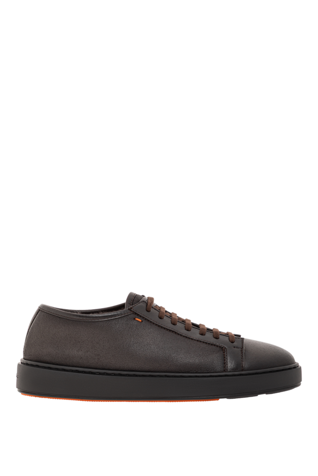 Santoni men's leather sneakers with fur lining and minimalist design, brown 191288 - photo 1
