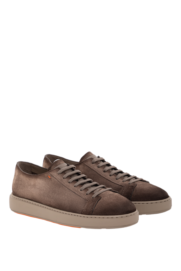 Santoni men's beige suede lace-up sneakers 191292 - photo 3