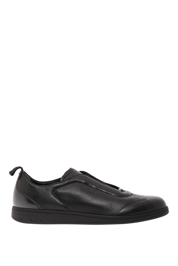Santoni ultra-soft and supple black leather sneakers with logo 191293 - photo 1