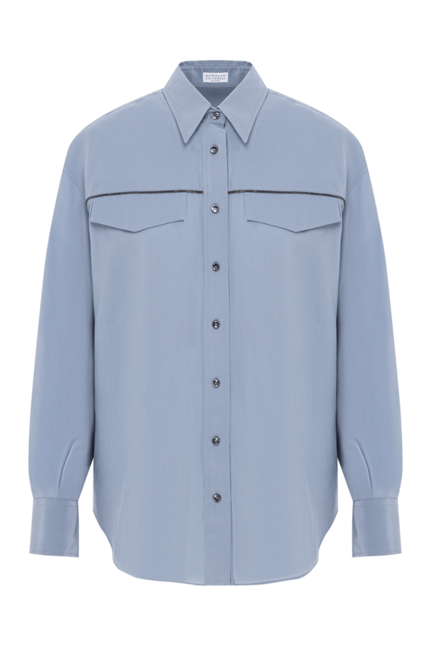 Brunello Cucinelli light blue silk shirt with decorative stitching and patch pockets 191298 - photo 1