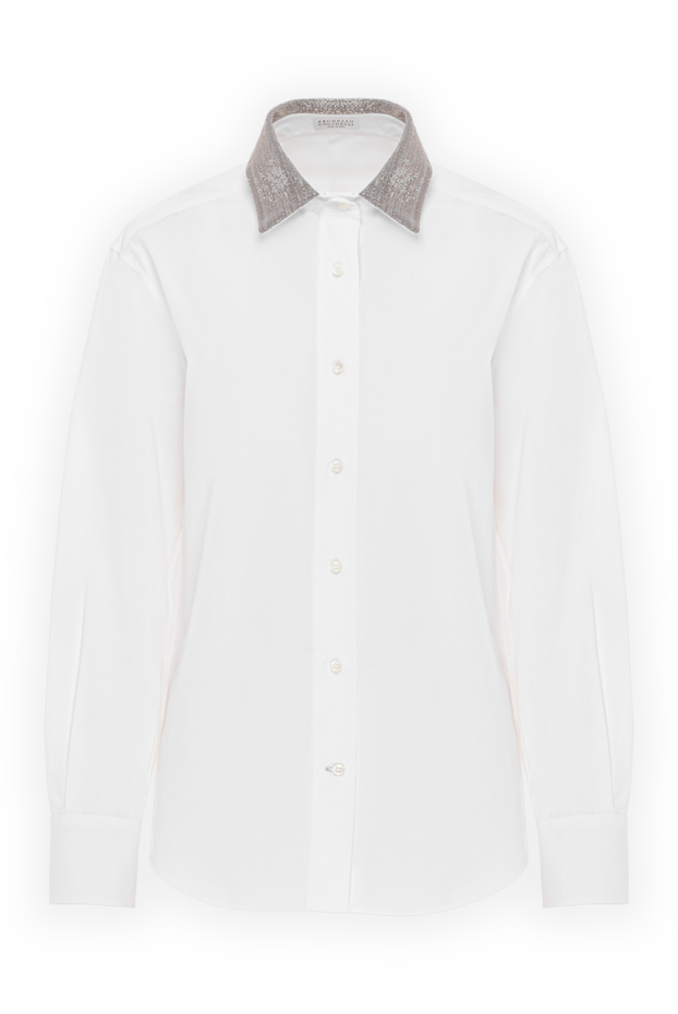 White classic shirt with a decorative accent on the collar - photo 1