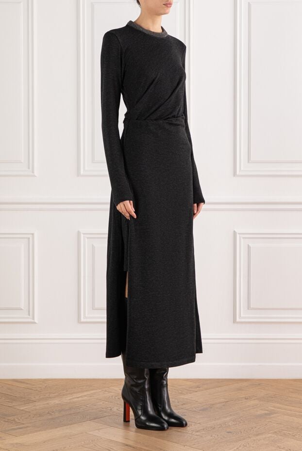Brunello Cucinelli midi dress with draped waist and monili chain collar 191309 - photo 3