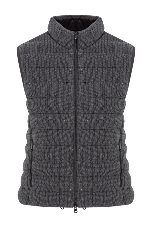 Brunello Cucinelli gray cotton vest with textured knit and stand-up collar 191318 - photo 1