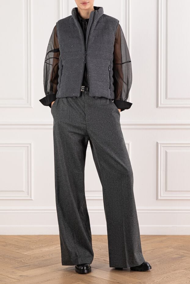 Brunello Cucinelli gray cotton vest with textured knit and stand-up collar 191318 - photo 2