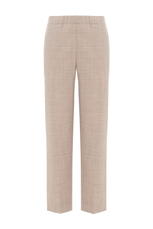 D.Exterior trousers made of soft light beige wool with a straight cropped cut 191361 - photo 1