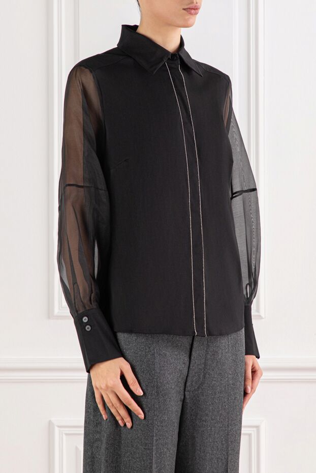 D.Exterior black organza blouse with airy sleeves 191364 - photo 3