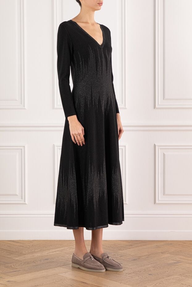 D.Exterior black dress made of fine knitwear with a shimmering effect 191369 - photo 3