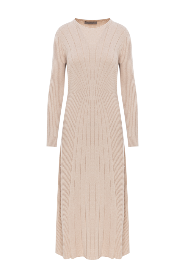 D.Exterior beige ribbed dress with long sleeves and a round neckline 191375 - photo 1
