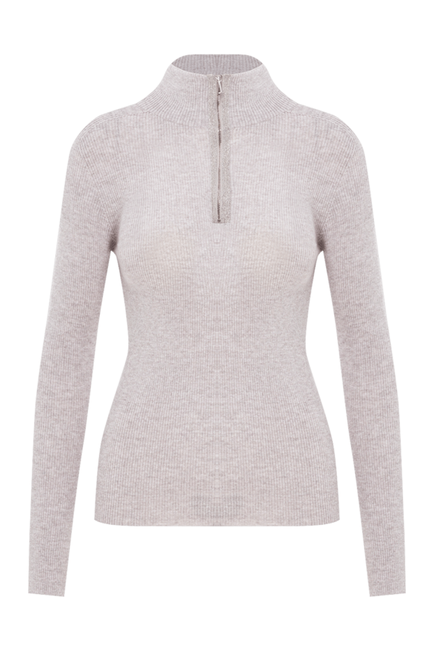D.Exterior light gray wool polo with a shiny zipper 191379 - photo 1