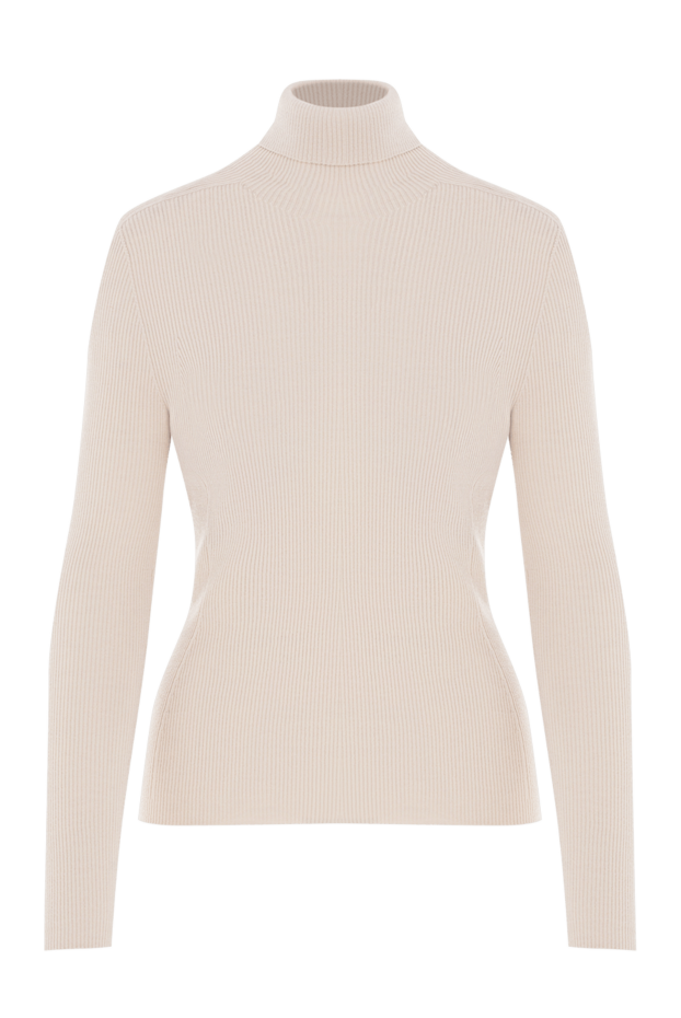 D.Exterior women's beige ribbed turtleneck with a fitted silhouette 191382 - photo 1