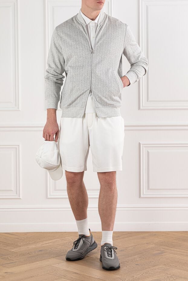 Brunello Cucinelli light gray vertical striped jersey sports jacket 191422 - photo 2