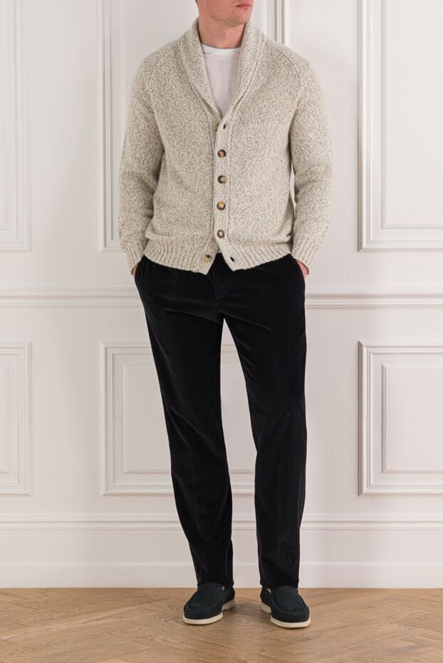 Brunello Cucinelli men's ribbed cashmere cardigan with shawl collar 191425 - photo 2
