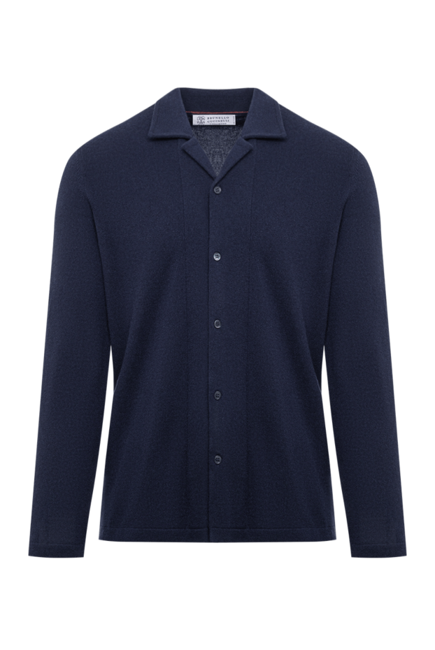 Men's navy blue knitted cardigan with buttons - photo 1