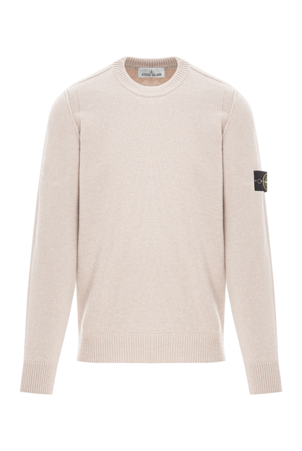 Stone Island чоловічий джемпер з м'якої вовни бежевого відтінку. 191436 - фото 1