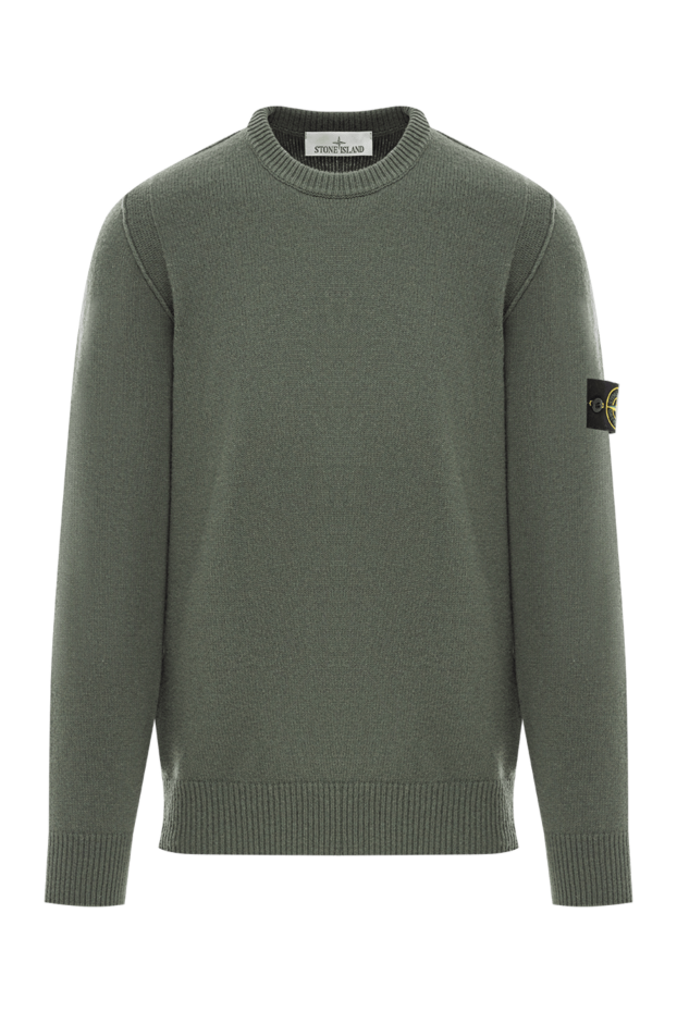 Stone Island чоловічий джемпер із м'якої вовни зеленого відтінку. 191437 - фото 1