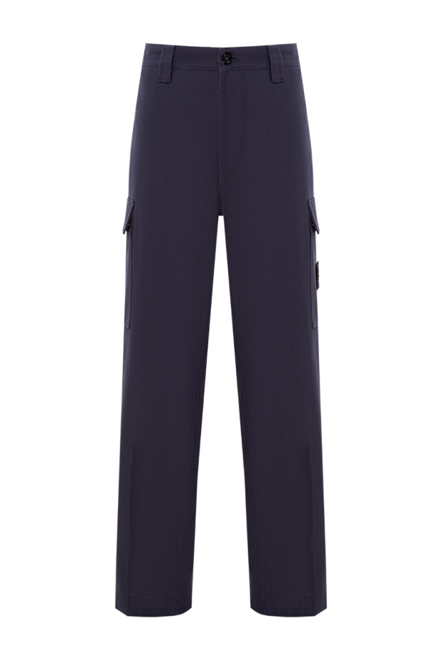 Stone Island loose cargo pants with pockets and drawstring cuffs, blue 191442 - photo 1