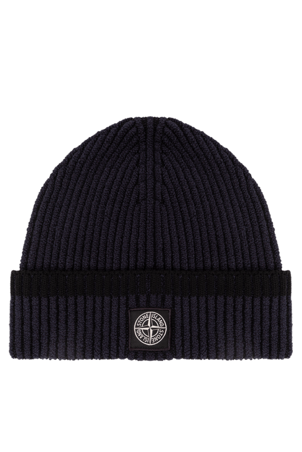 Stone Island a textured winter hat in dark blue with a contrasting patch insert 191444 - photo 1