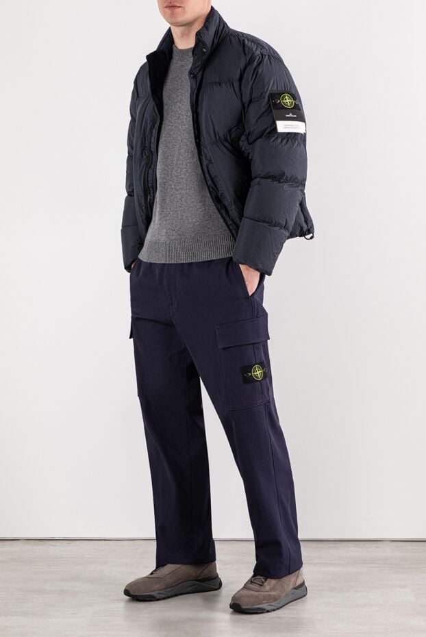 Stone Island dark grey down jacket with a high collar and buttons 191449 - photo 2