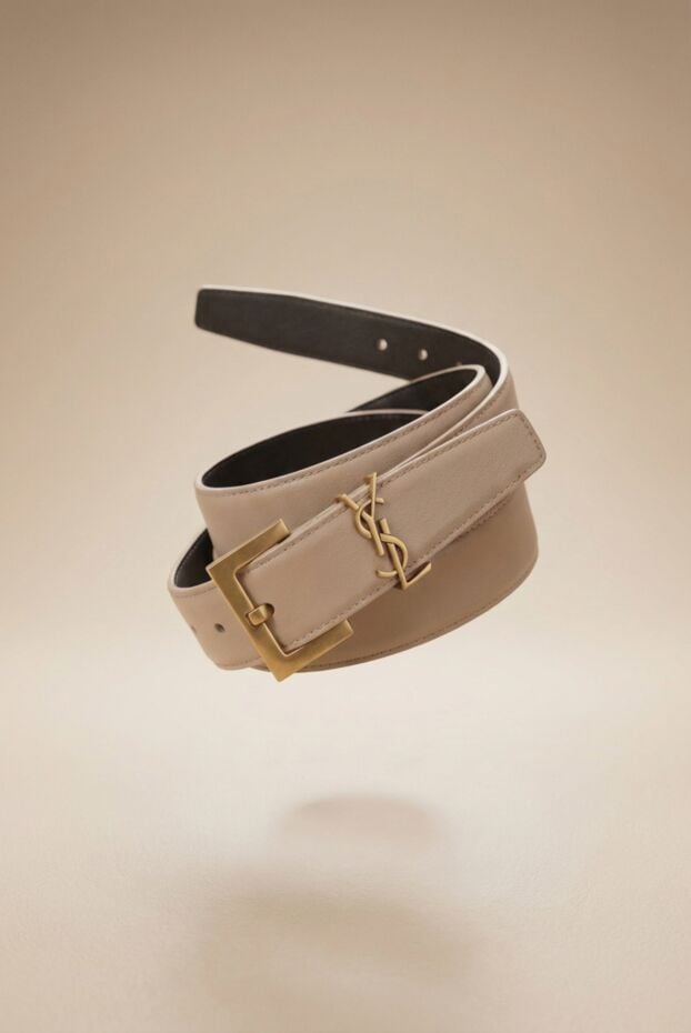 Saint Laurent smooth beige leather belt with vintage hardware 191459 - photo 2