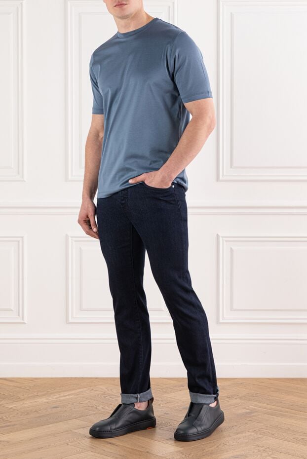 Jacob Cohen dark blue jeans with a soft denim texture and crocodile leather trim 191495 - photo 2