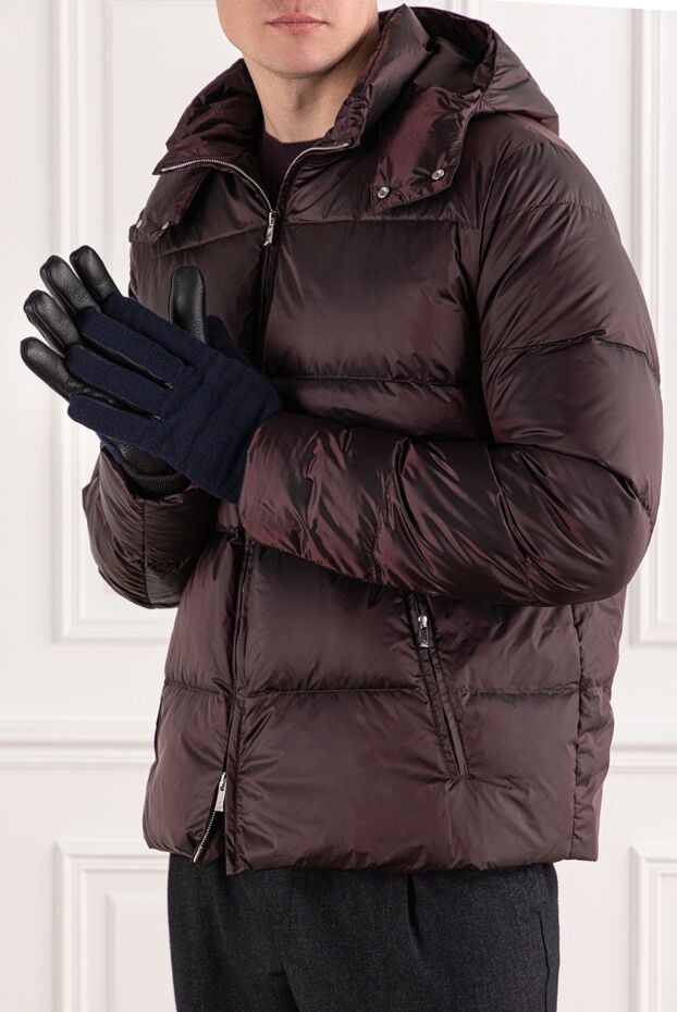 Jacob Cohen leather and cashmere gloves in black and dark blue 191508 - photo 2