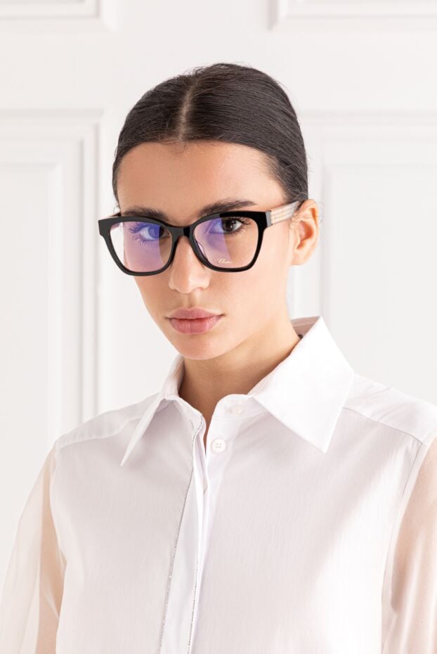 Chopard butterfly-shaped eyeglass frames with black frame and gold temples 191527 - photo 2