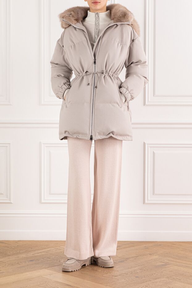 FG Furs women's beige cashmere jacket with sable lining 191560 - photo 2