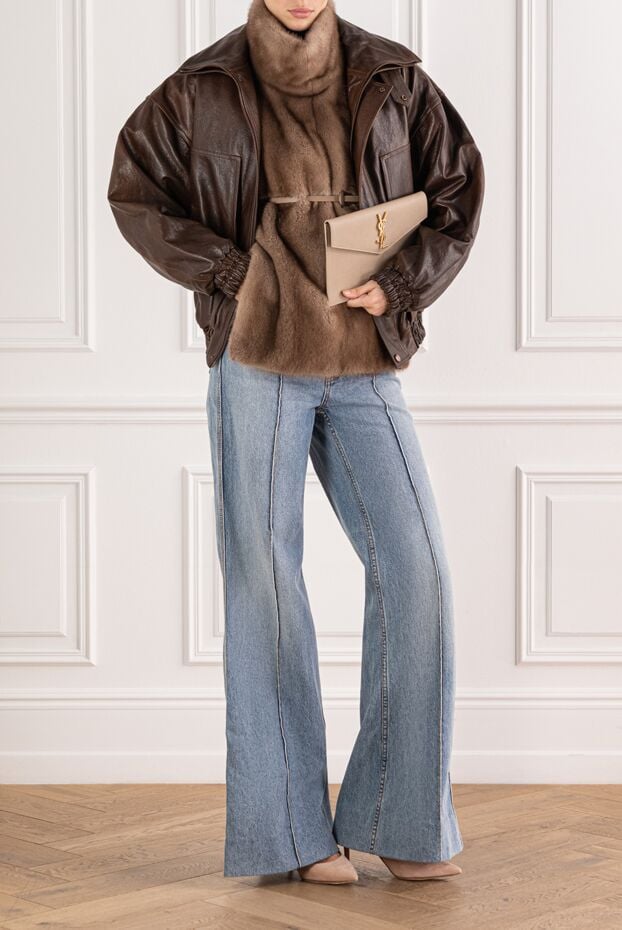 FG Furs mink vest with a stand-up collar and a leather belt 191566 - photo 2