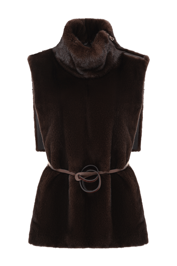 FG Furs brown smooth mink vest with a stand-up collar 191567 - photo 1
