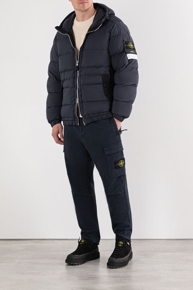 Stone Island dark blue down jacket with a hood and contrasting inserts 191575 - photo 2