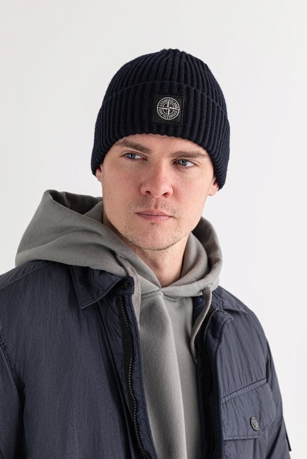 Stone Island knitted blue rws wool hat with full-length ribbed trim 191584 - photo 2