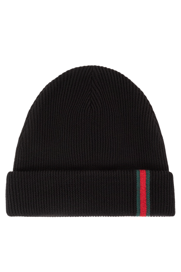 Gucci black wool beanie hat with green and red trim 191585 - photo 1