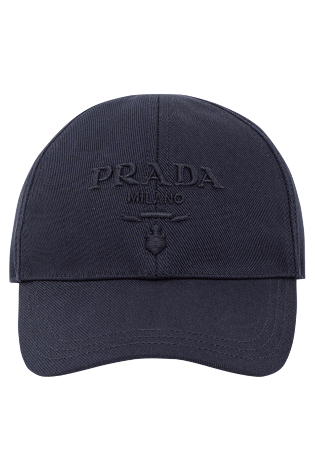Prada темно синя кепка з фактурною вишивкою спереду 191601 - фото 1