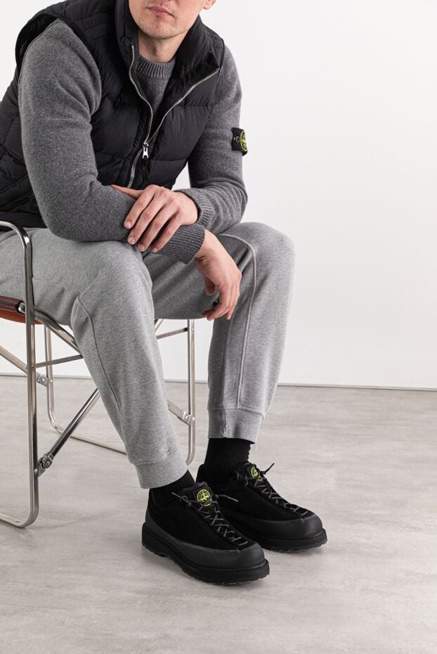 Stone Island lace-up sneakers with a rubber welt and lugged sole, black 191611 - photo 2